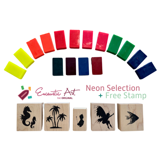 Encaustic art wax - neon selection + gratis stempel