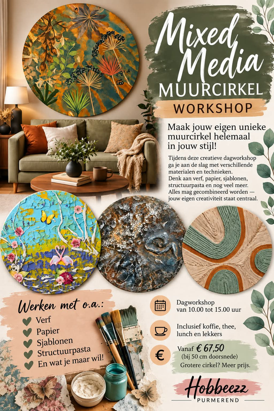 Mixed media muurcirkel workshop