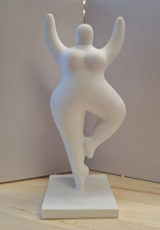 2x Polystone dikke dames beeldje | 20 cm | Zelf schilderen staand
