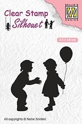 sil046 : Jongen en meisje met ballon